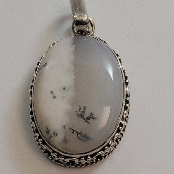 Necklace Pendants with Dendritic Agate Oval Handmade Jewelry in Sterling Silver - Picture 1 of 10